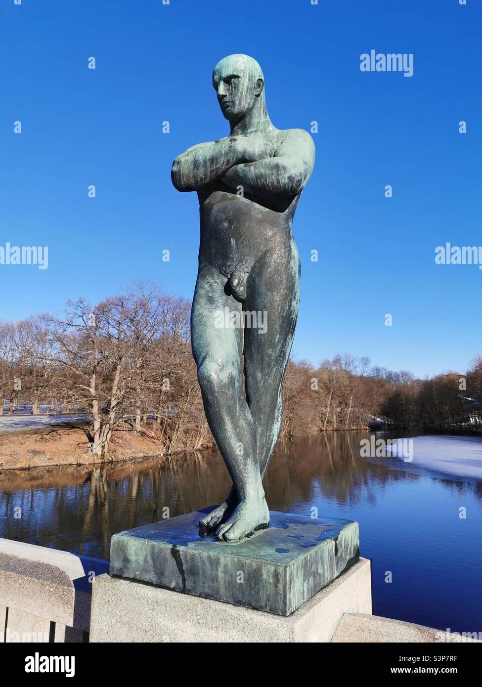 naked man sculpture in Vigeland park Oslo Stock Photo