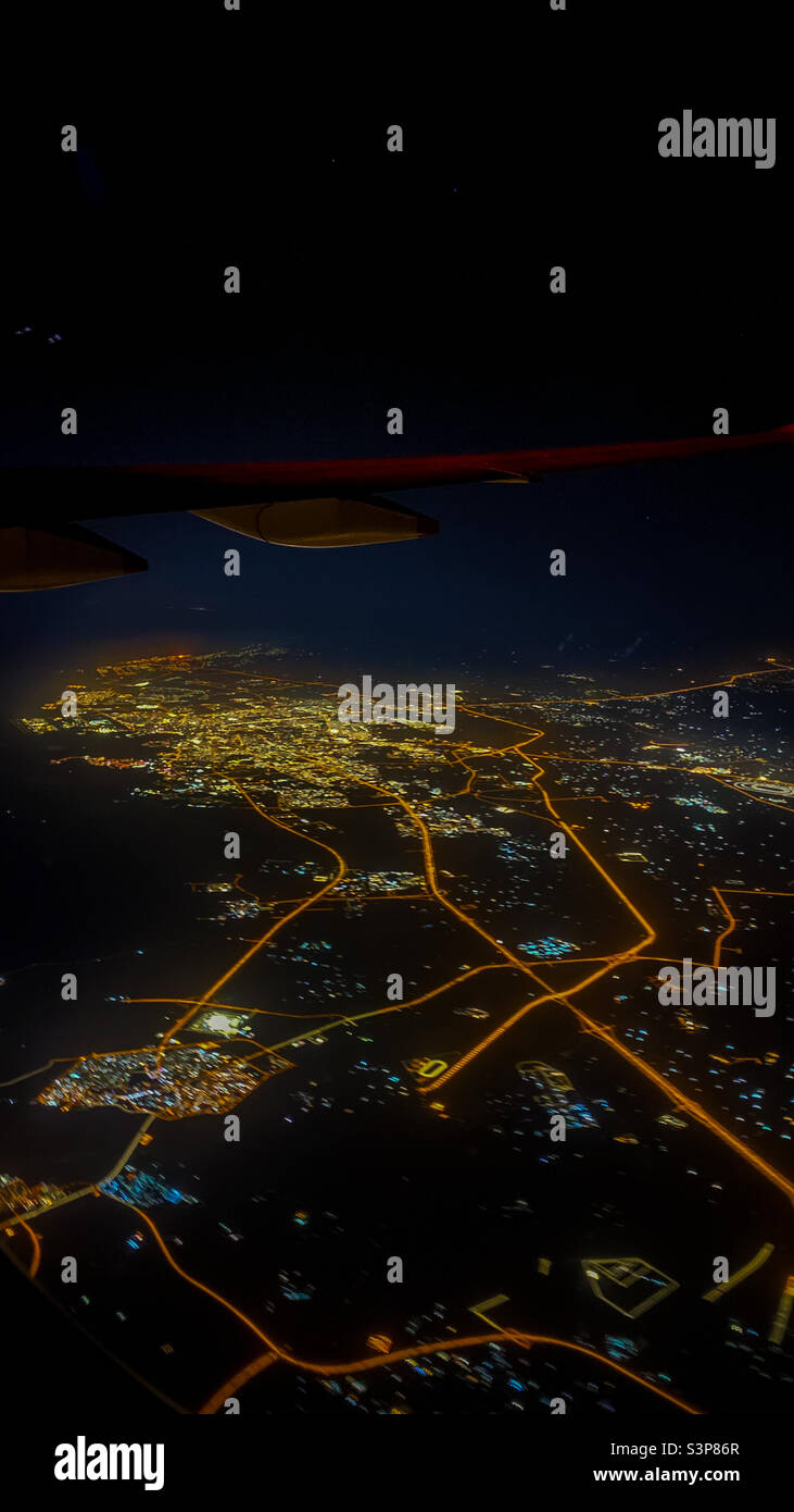 Citylights, from above 20.000 feet heights Stock Photo