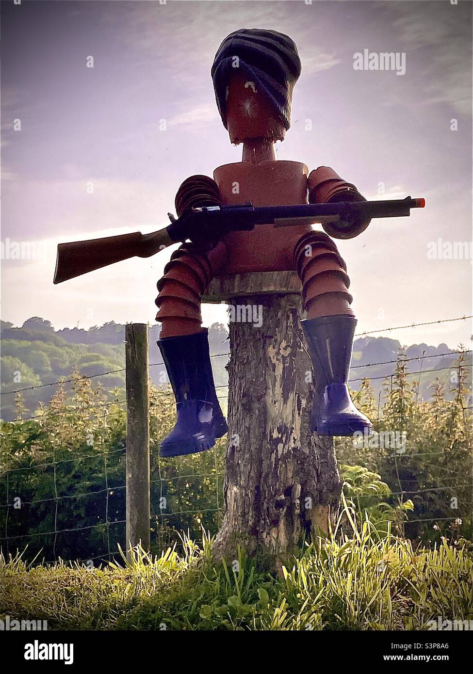 Tin man on guard - Smartphone Captured Stock Image