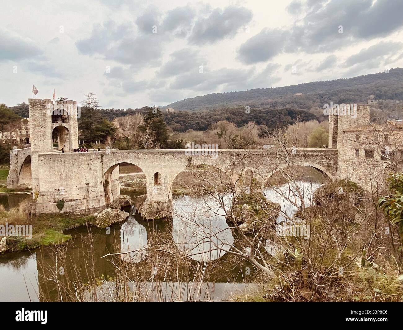 Bridge at Bésalu, Catalunya, Spain. March 2022. - Smartphone Captured Stock Image