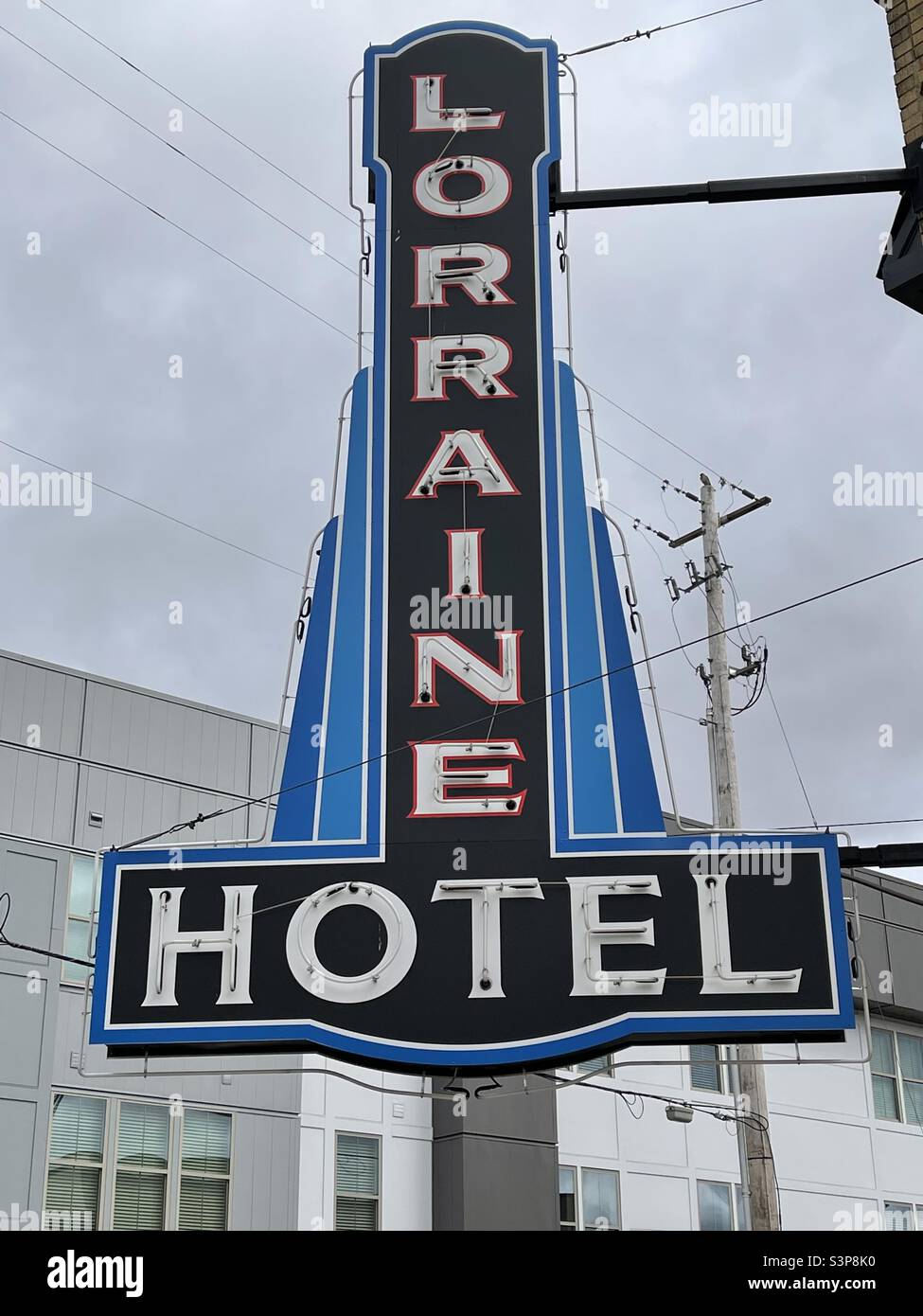 A sign of the Lorraine Hotel where Dr. Martin Luther King was killed in