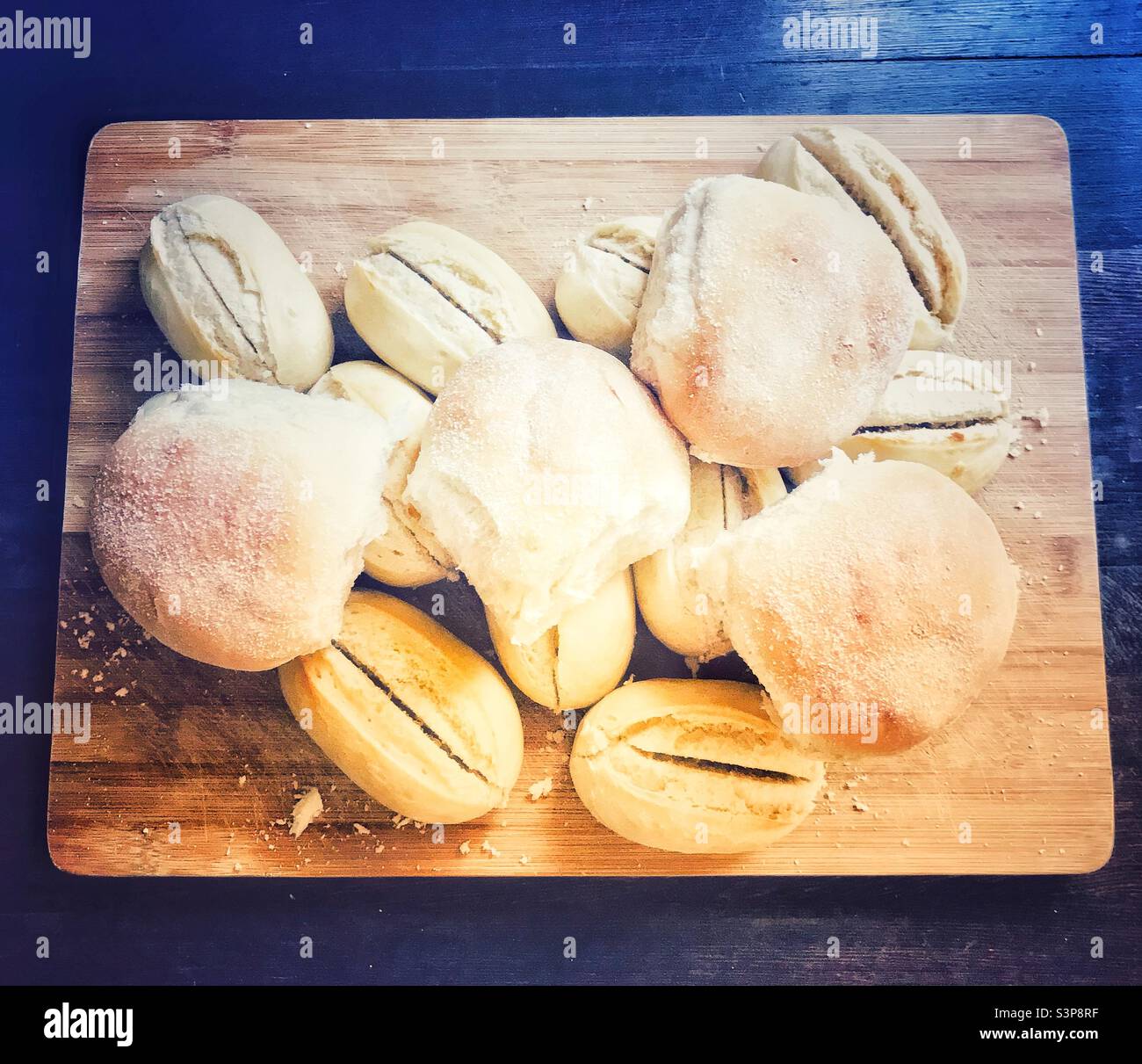 Bread rolls sliced ready for hotdogs and burgers 1st BBQ of 2022