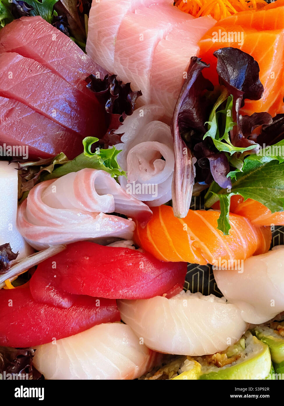 Close up of a sashimi meal. - Smartphone Captured Stock Image