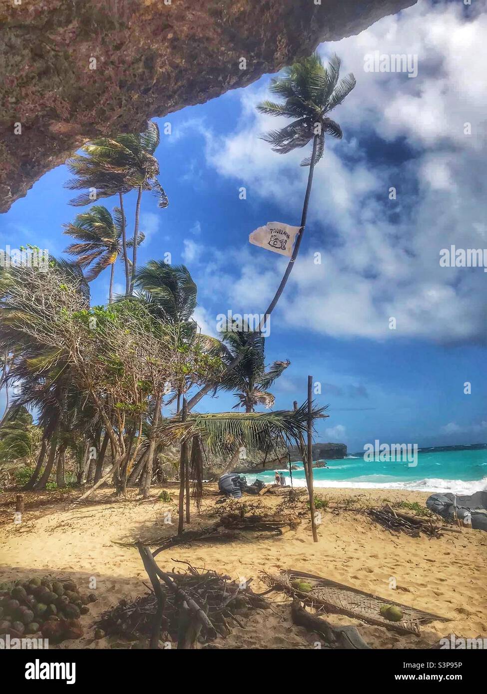 Bottom Bay beach with the movie set for Outer Banks movie on Netflix