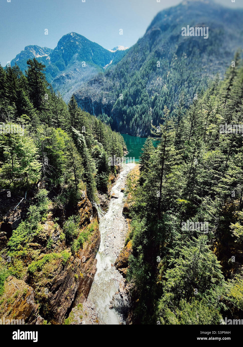 Gorge creek feeding Gorge lake in North Cascades National park in Washington state - Smartphone Captured Stock Image Gorge creek feeding Gorge lake in North Cascades National park in Washington state - Smartphone Captured Stock Image