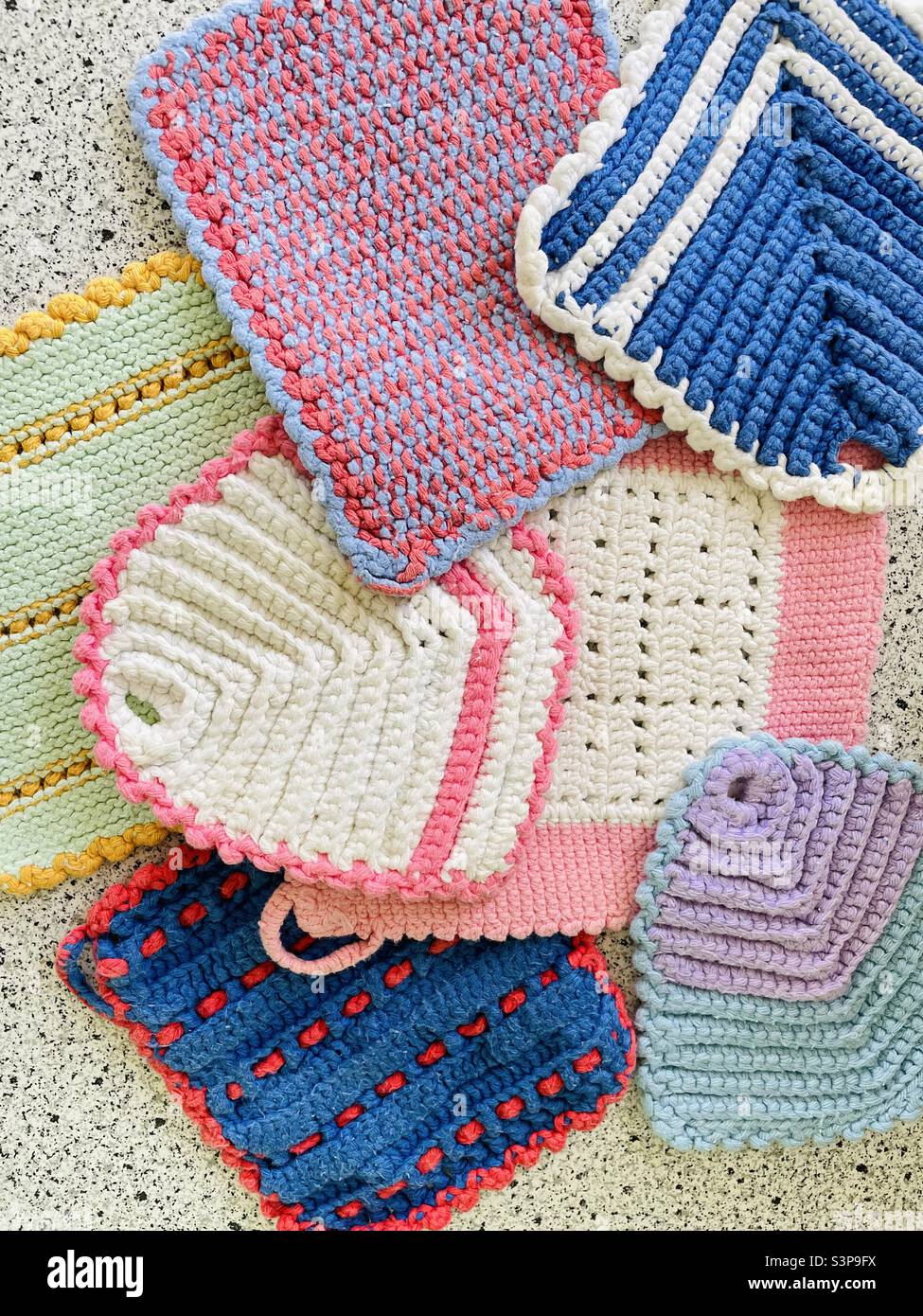 Colorful crocheted Stock Photo
