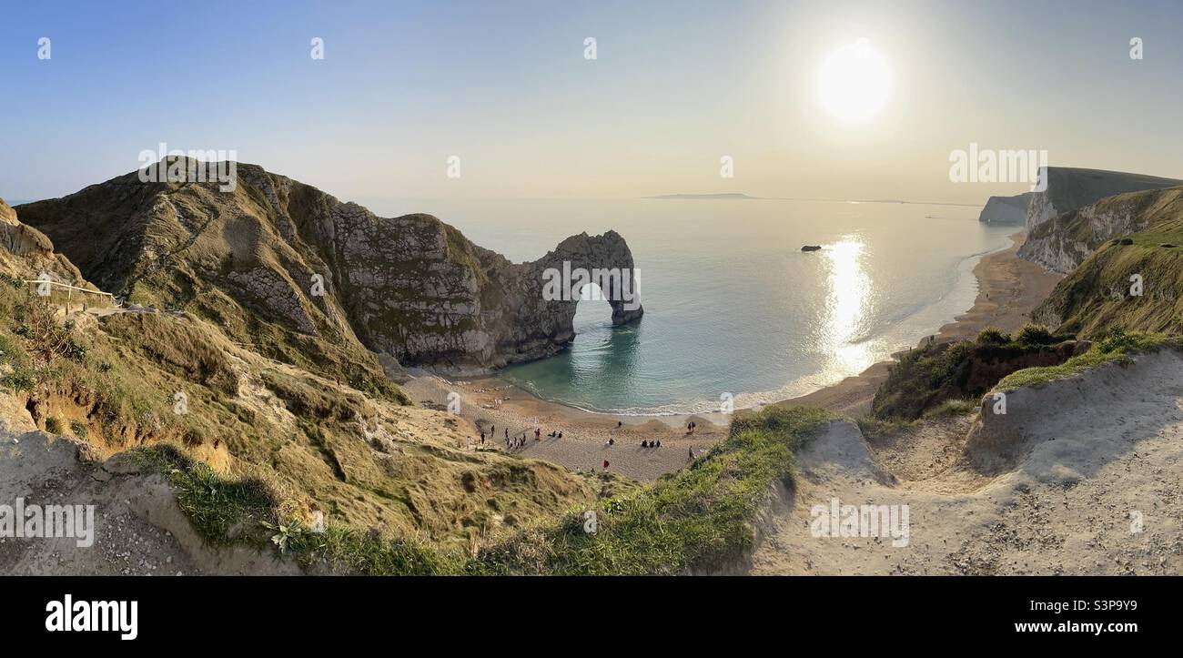 Late summer afternoon view of Durdle Door near West Lulworth Stock Photo