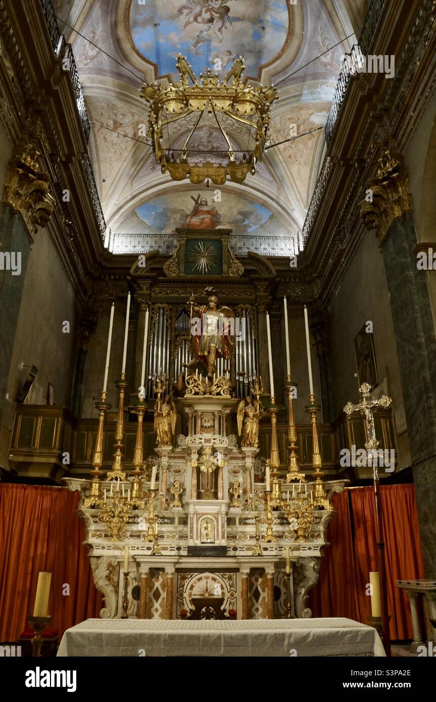 The magnificent alter of the Basilica of Saint-Michel-Archange of Menton. - Smartphone Captured Stock Image