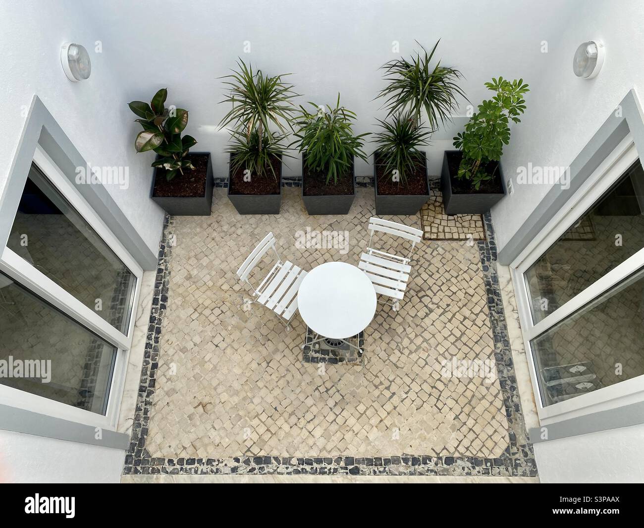 High angle view of an internal patio or courtyard Stock Photo