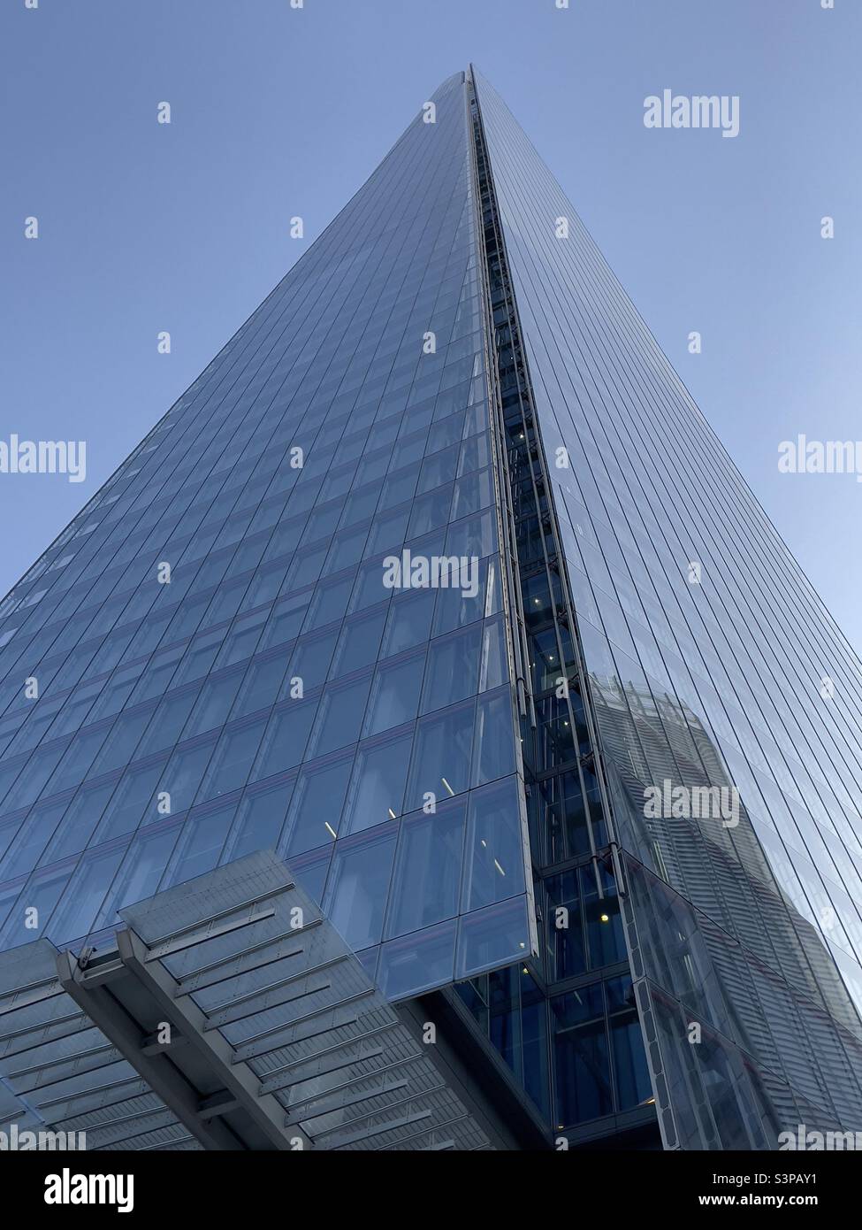 An upward looking view of the Shard in London - Smartphone Captured Stock Image