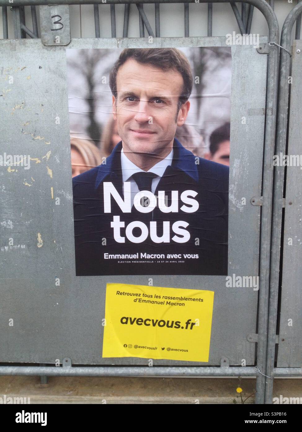 Regulatory display in front of a polling station for The French presidential elections - Smartphone Captured Stock Image