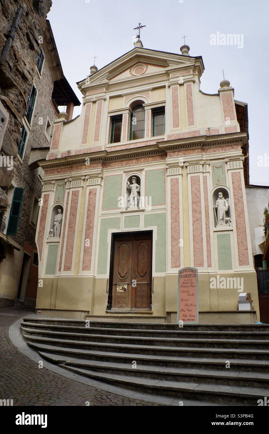 The Chiesa Di San Sebastiano in the new town of Dolceacqua, Italy. - Smartphone Captured Stock Image
