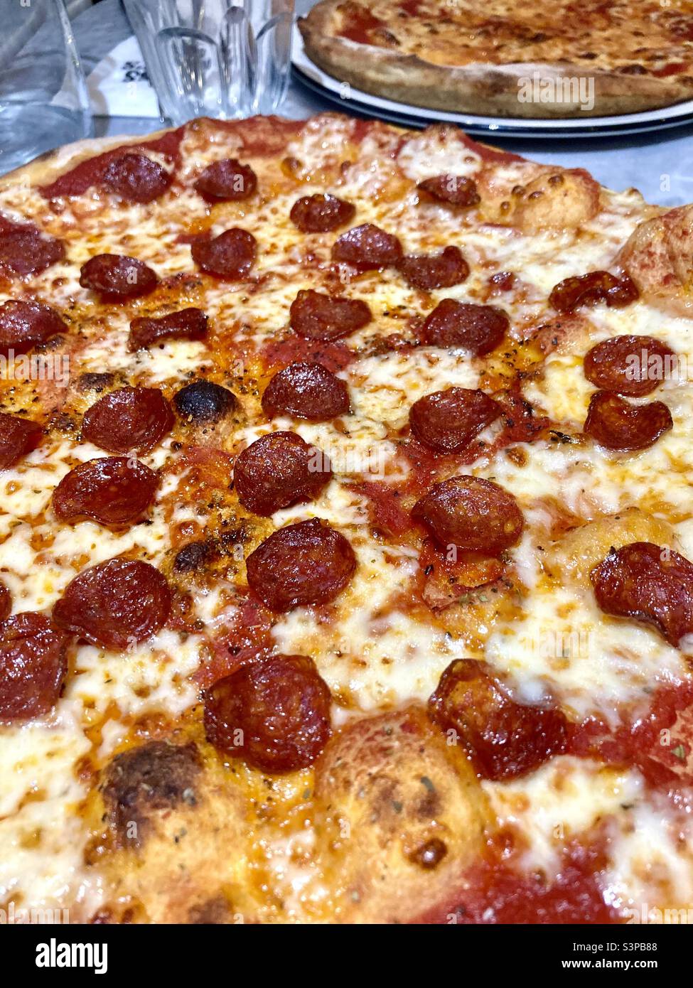Extra large Pepperoni pizza Stock Photo Alamy