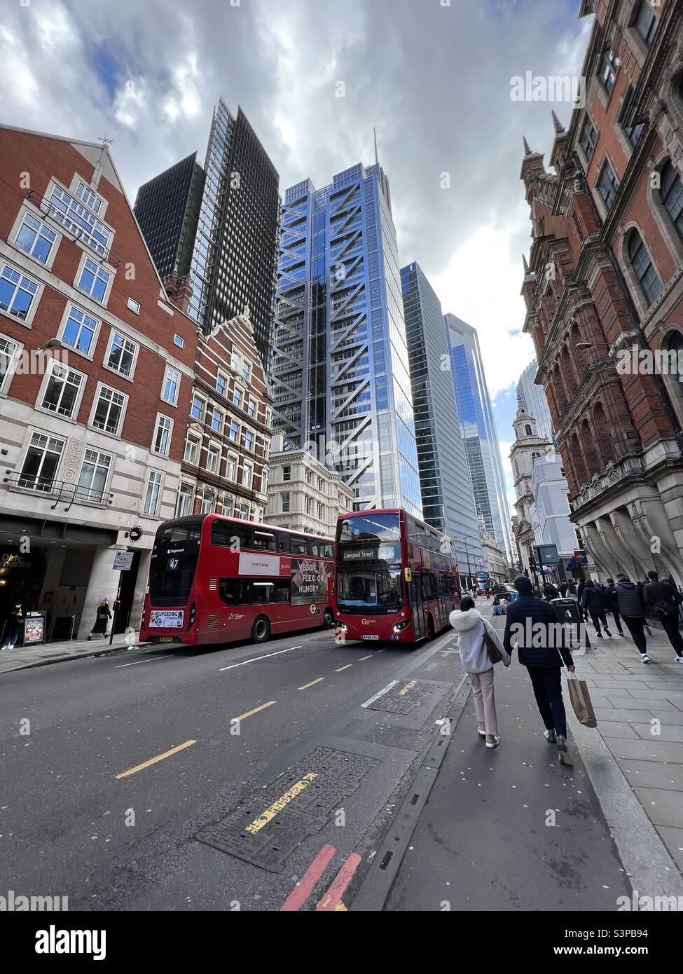 Bishopsgate, outside Liverpool Street train station, London, Uk - January 2022 - Smartphone Captured Stock Image