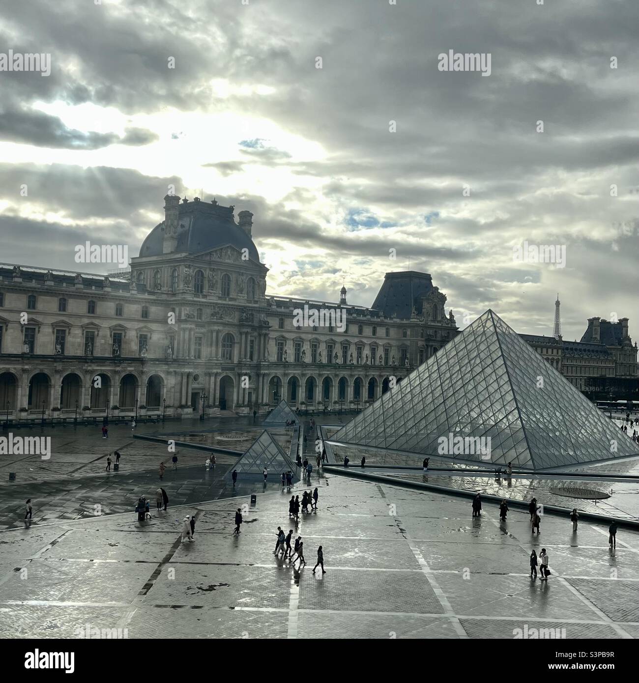 The Louvre after the rain. Paris. Stock Photo