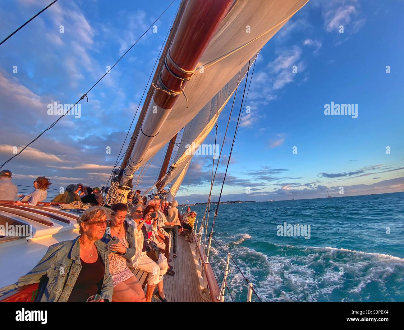 Passengers on a beautiful sunset cruise in Key West Stock Photo