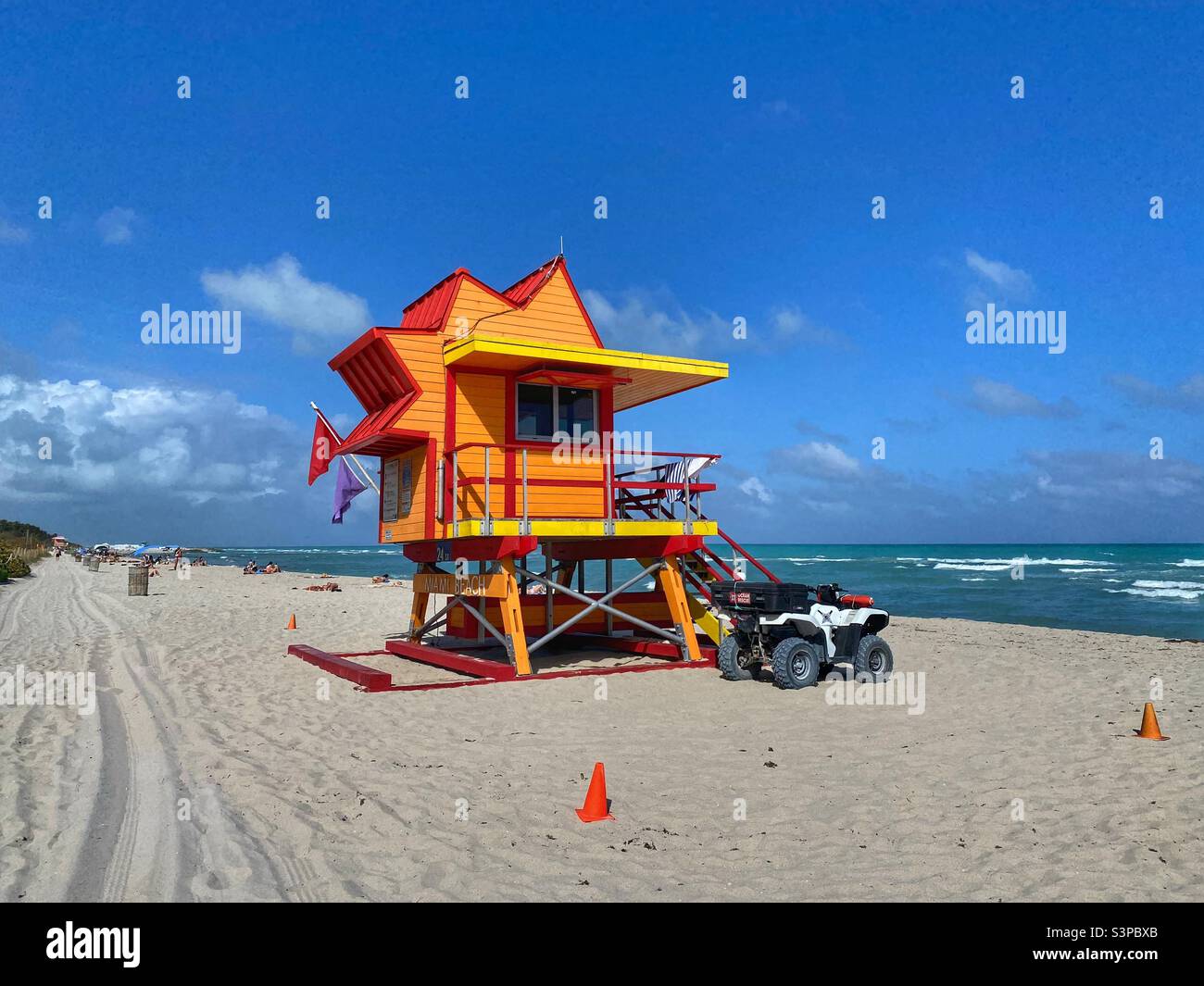Lifeguard tower in south beach Miami Florida - Smartphone Captured Stock Image