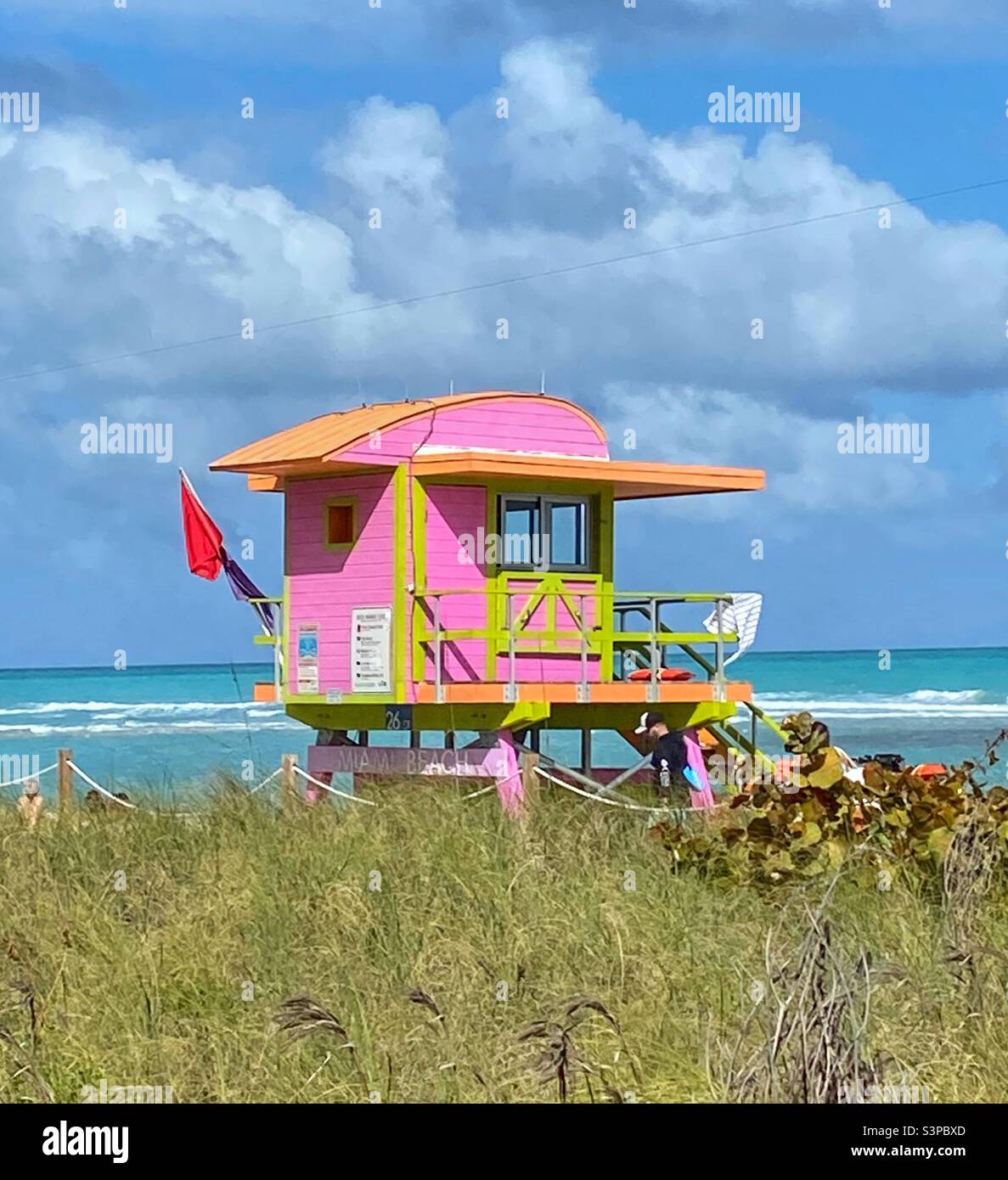 Lifeguard tower in south beach Miami Florida - Smartphone Captured Stock Image