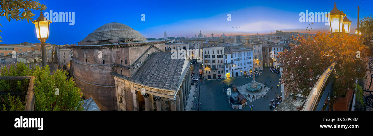 Aerial view of the historic Pantheon and piazza in Rome, Italy Stock Photo
