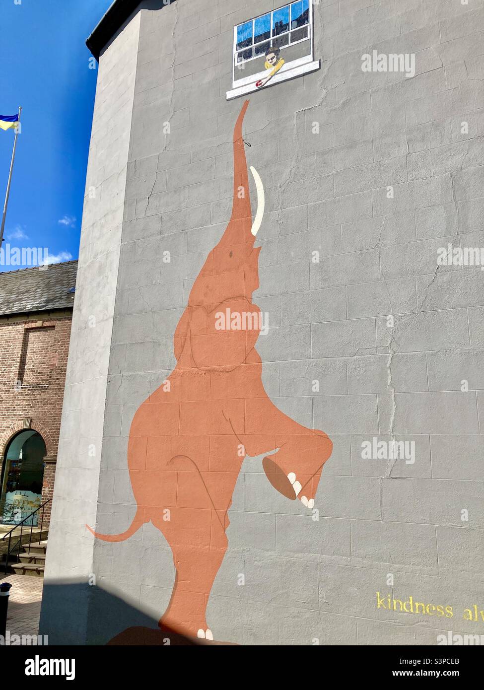 An elephant painting in Bishop’s Castle, Shropshire. - Smartphone Captured Stock Image