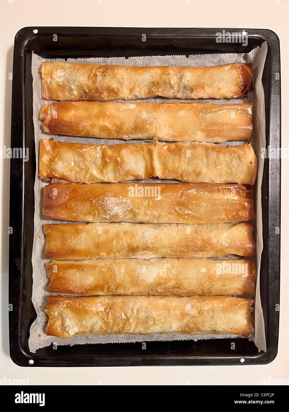 traditional pastry, Bulgarian food, homemade pastry, pumpkin pastry, tikvenik, traditional pastry, Bulgaria, Balkans, Eastern Europe, pie, banitsa - Smartphone Captured Stock Image