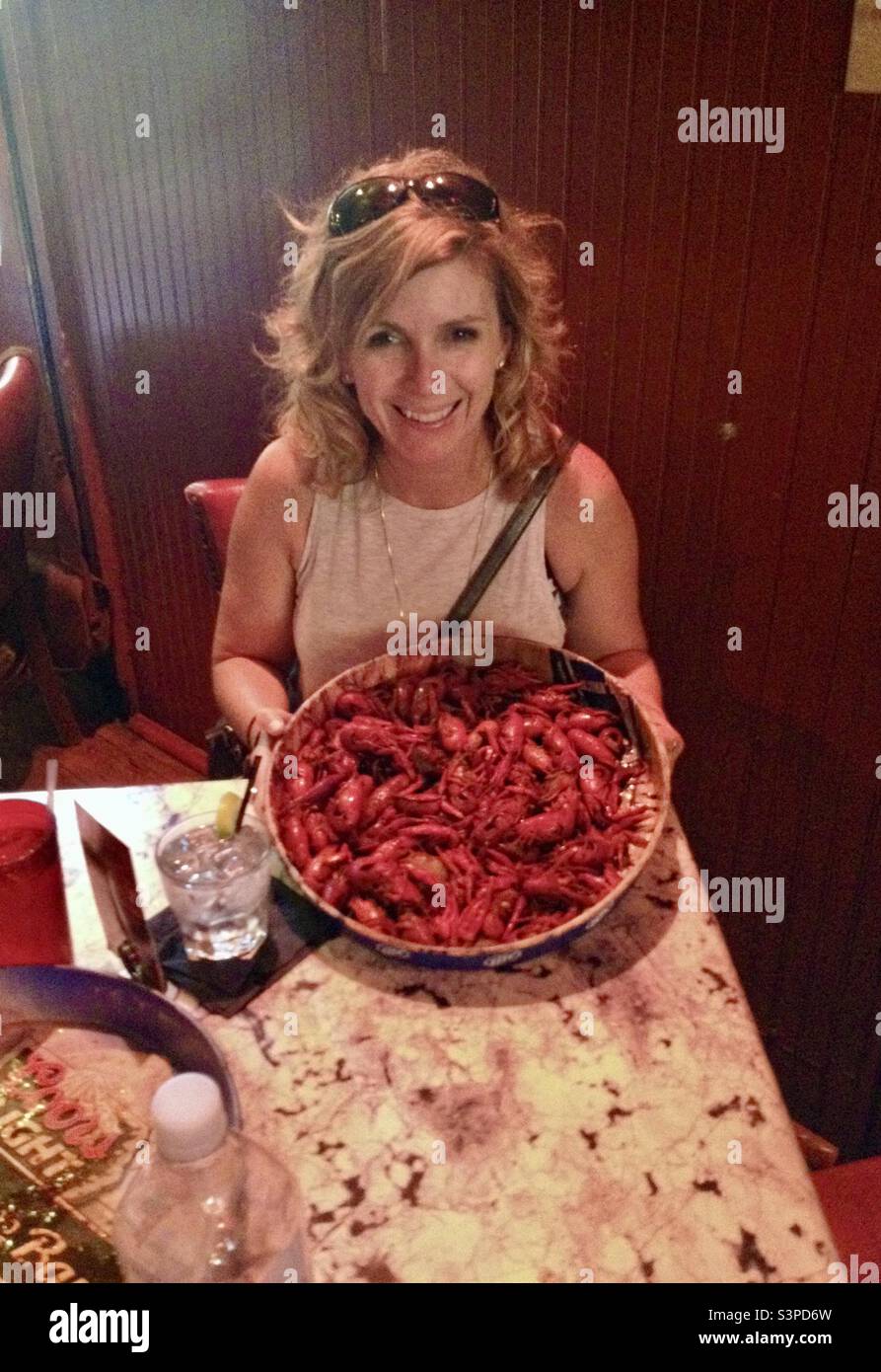 Crawfish boil at Saints and Sinners in the French Quarter of New