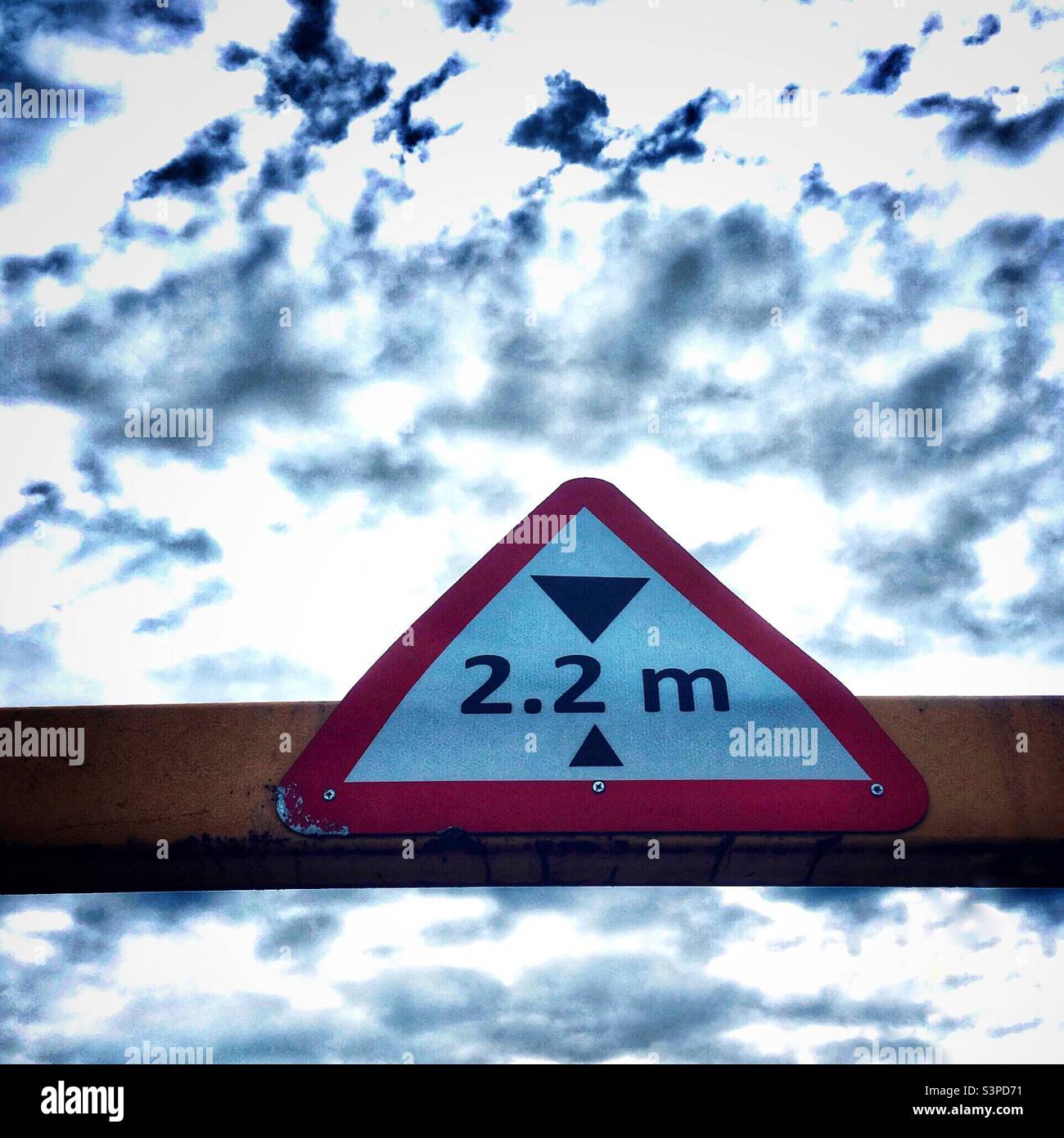 Maximum height traffic warning sign UK - Smartphone Captured Stock Image