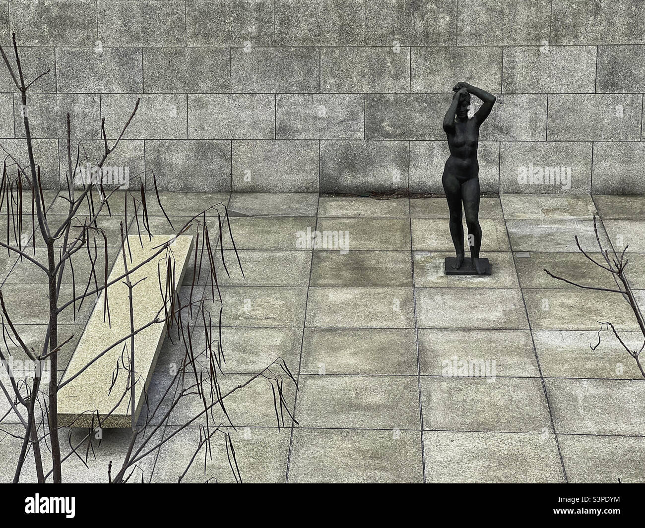 Neue Nationalgalerie sculpture garden at the Kulturforum. Mitte-Berlin,Germany. - Smartphone Captured Stock Image