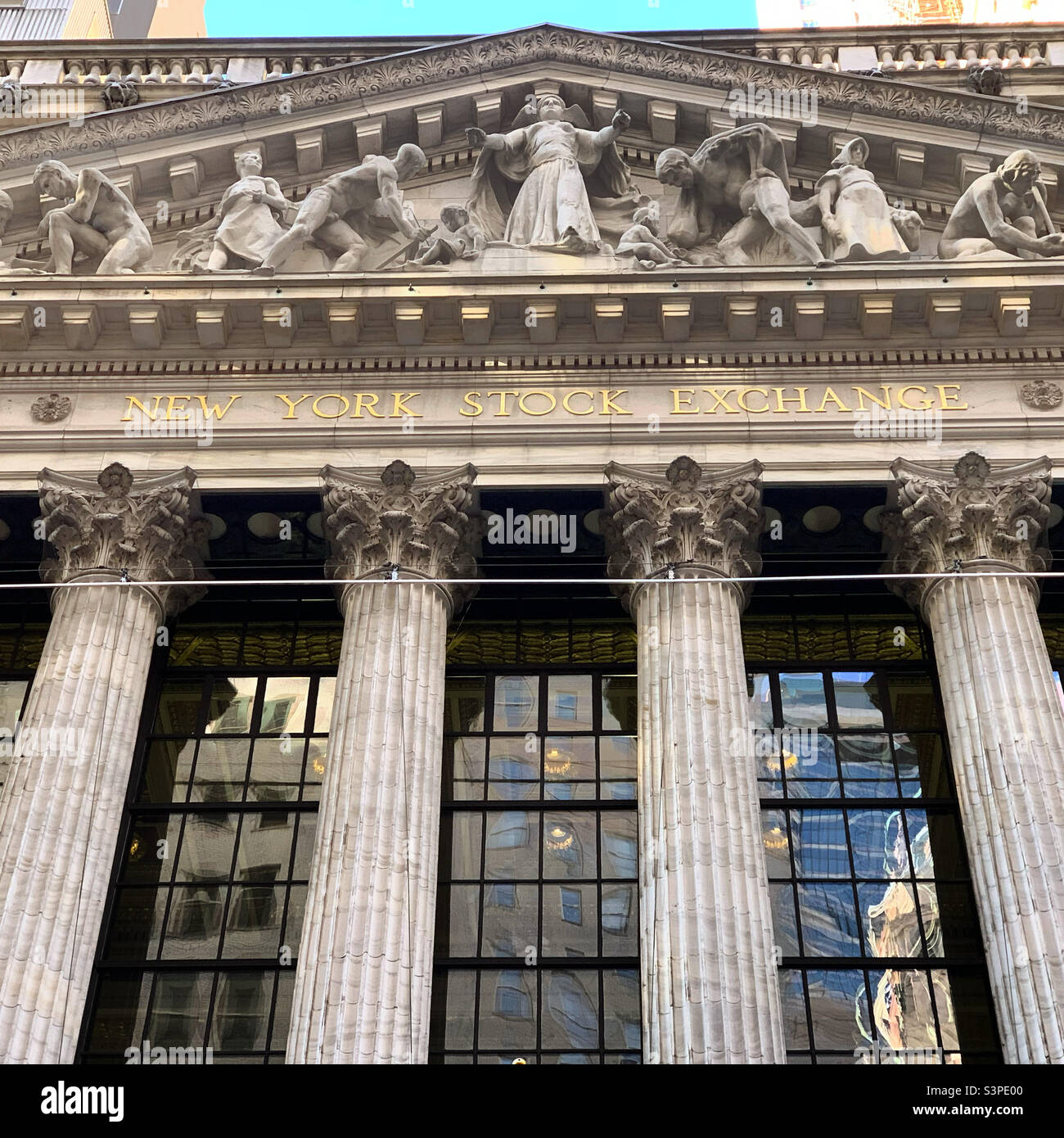 December, 2021, New York Stock Exchange, 11 Wall Street, Financial District, Lower Manhattan, New York, New York, United States, North America - Smartphone Captured Stock Image