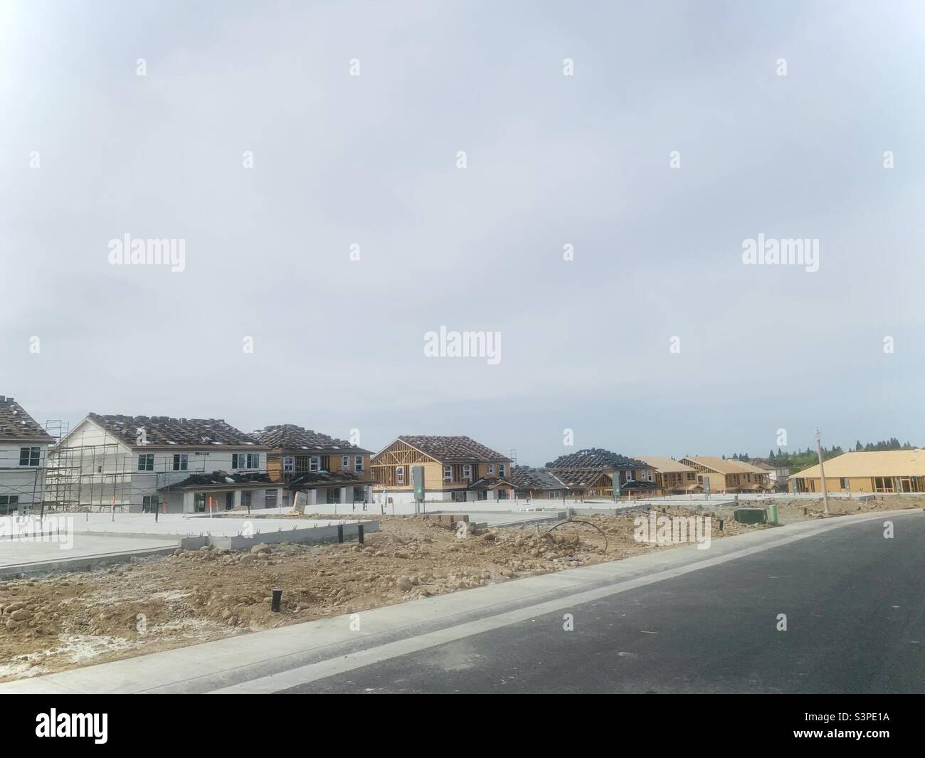 Neighborhoods in America - new homes being built Stock Photo
