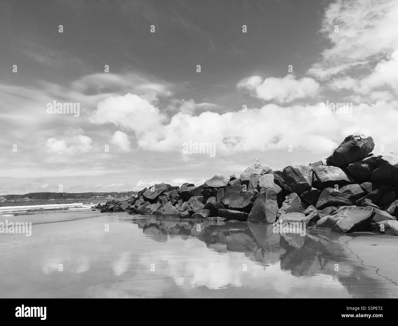 Black and white seascape Coronado Bay California Stock Photo