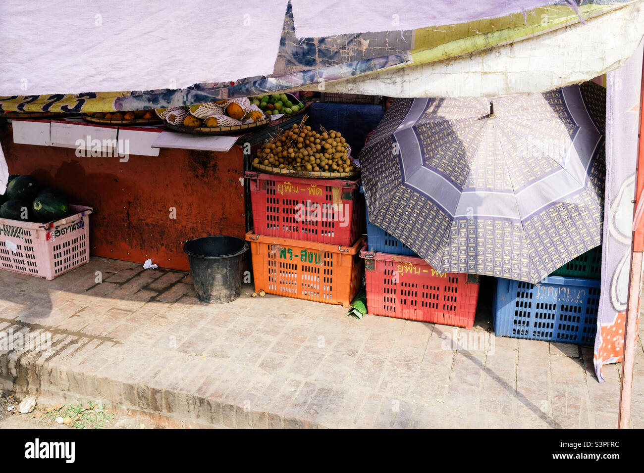 Market stalls in Laos Stock Photo