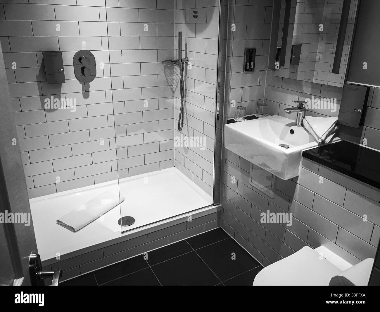 Hotel bathroom during lockdown Stock Photo