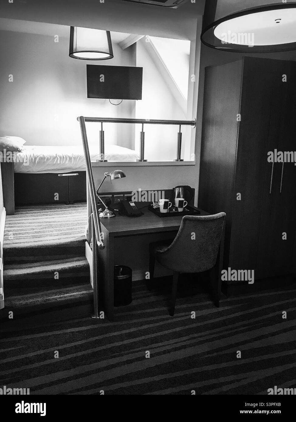 Hotel bedroom during lockdown - Smartphone Captured Stock Image