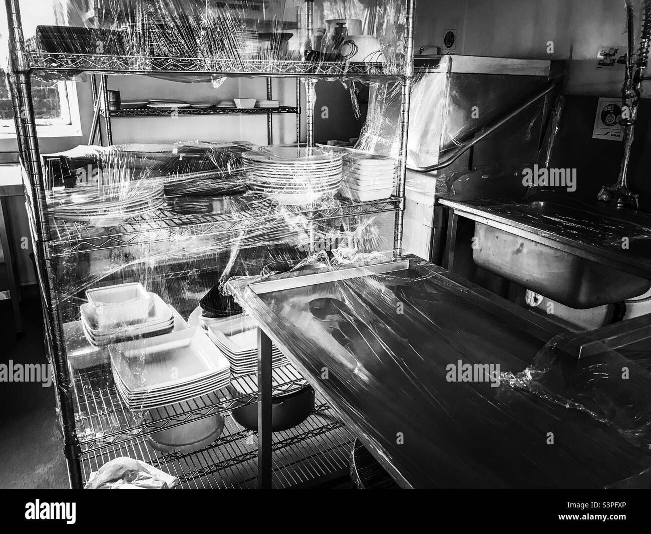 Hotel kitchen during lockdown - Smartphone Captured Stock Image