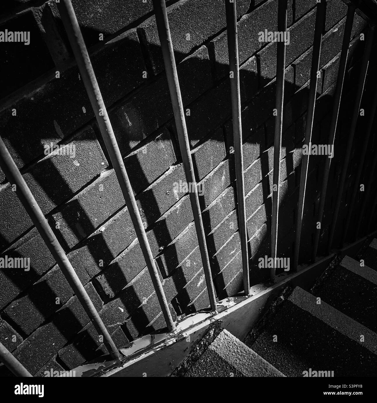 Fire escape in monochrome - Smartphone Captured Stock Image Fire escape in monochrome - Smartphone Captured Stock Image