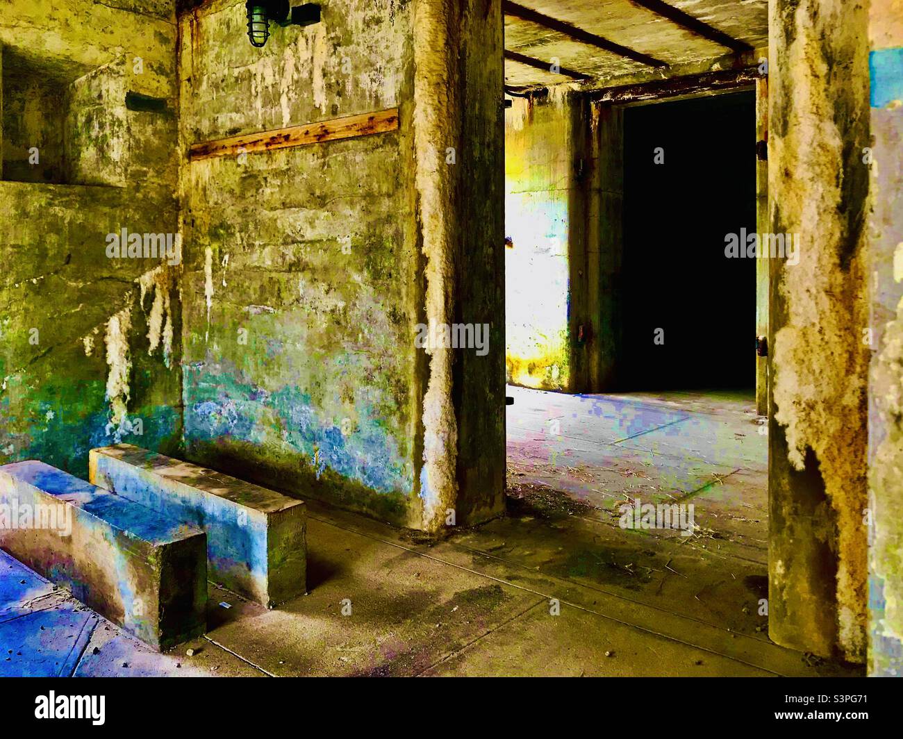 And abandoned underground bunker at fort Casey state park near Seattle Washington Stock Photo