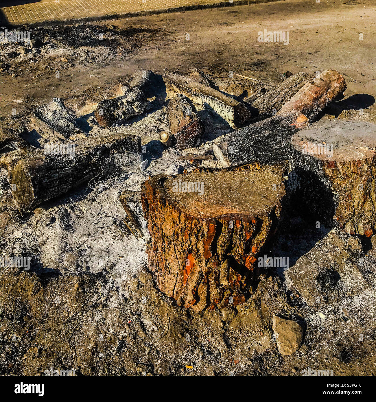 Bonfire remains - Smartphone Captured Stock Image