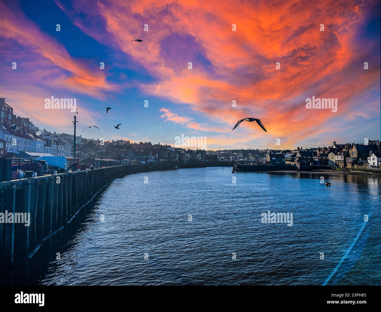 River Esk in Whitby North Yorkshire - Smartphone Captured Stock Image