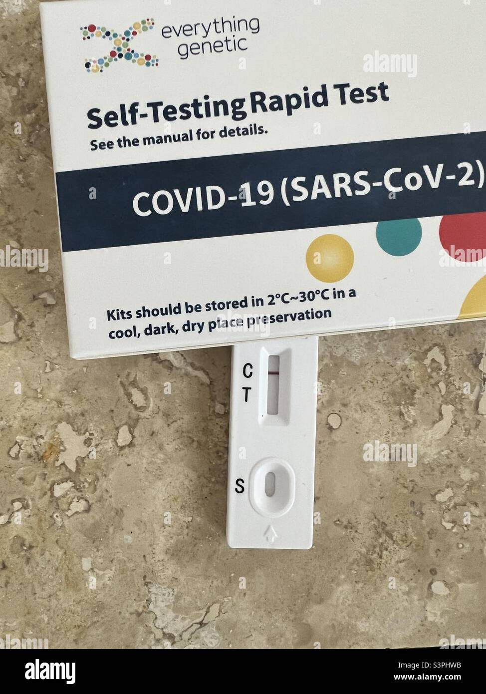 Used lateral flow test with negative result - Smartphone Captured Stock Image