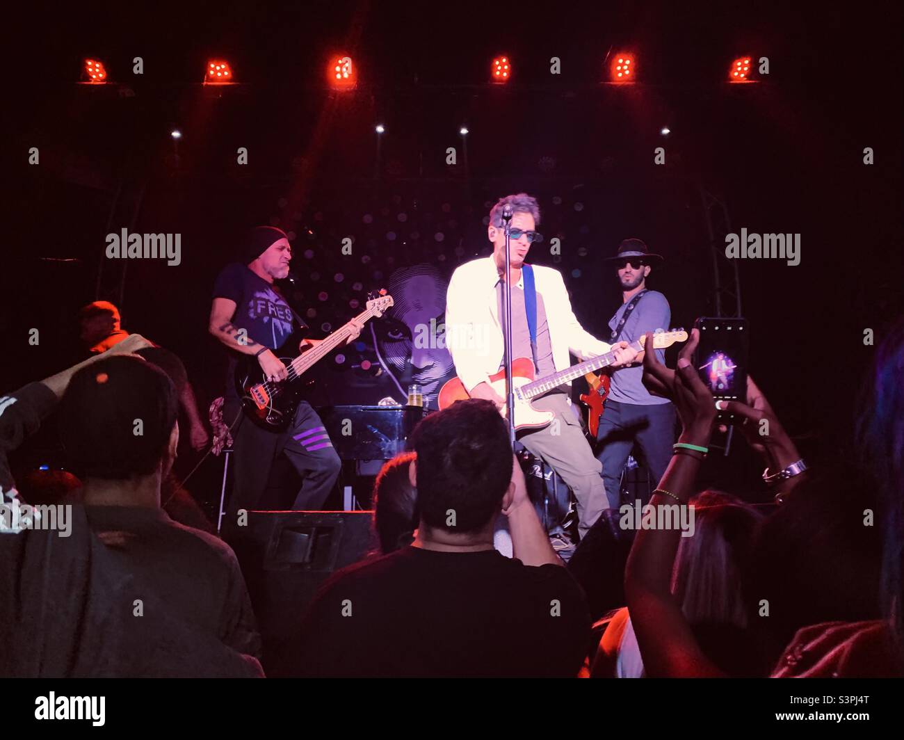 David Blanco in concert in Fabrica de Arte Cubano (FAC) in Havana, Cuba. April 9 2022 - Smartphone Captured Stock Image