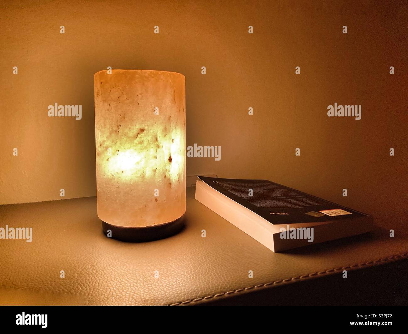 Reading near a salt lamp Stock Photo Alamy