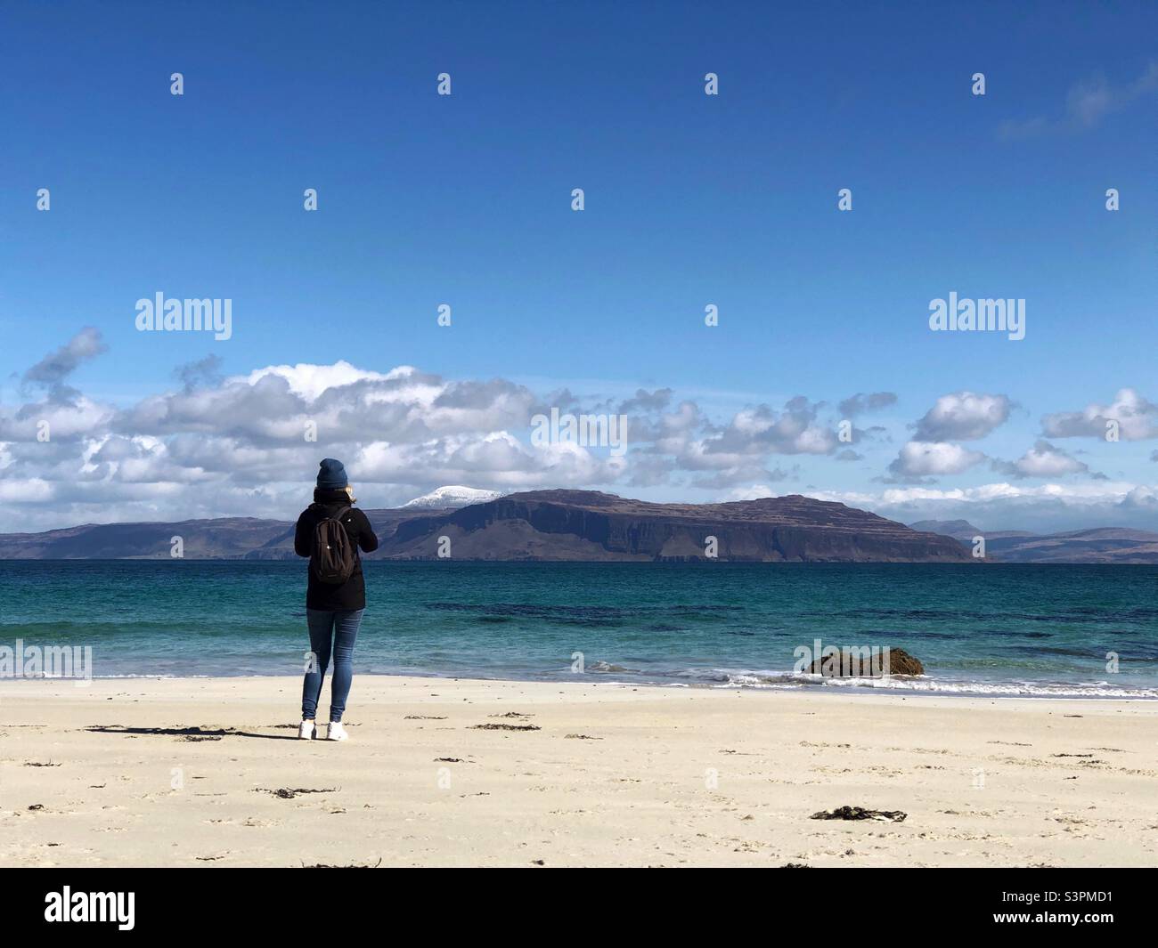 On a White Sandy beach, Isle of Iona, Scotland - Smartphone Captured Stock Image