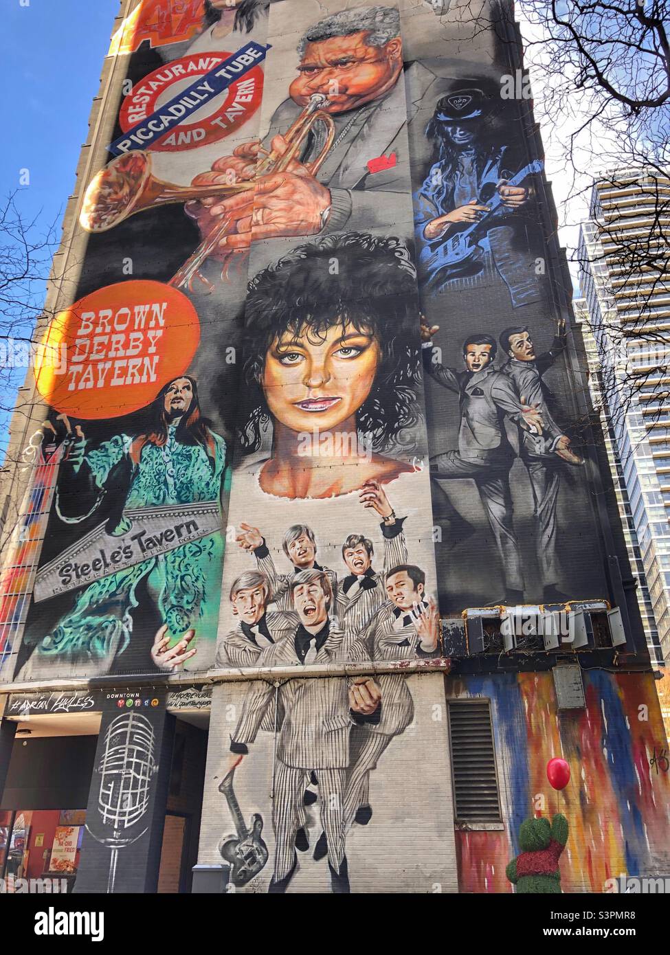 A large painted mural in downtown Toronto, Canada. Stock Photo