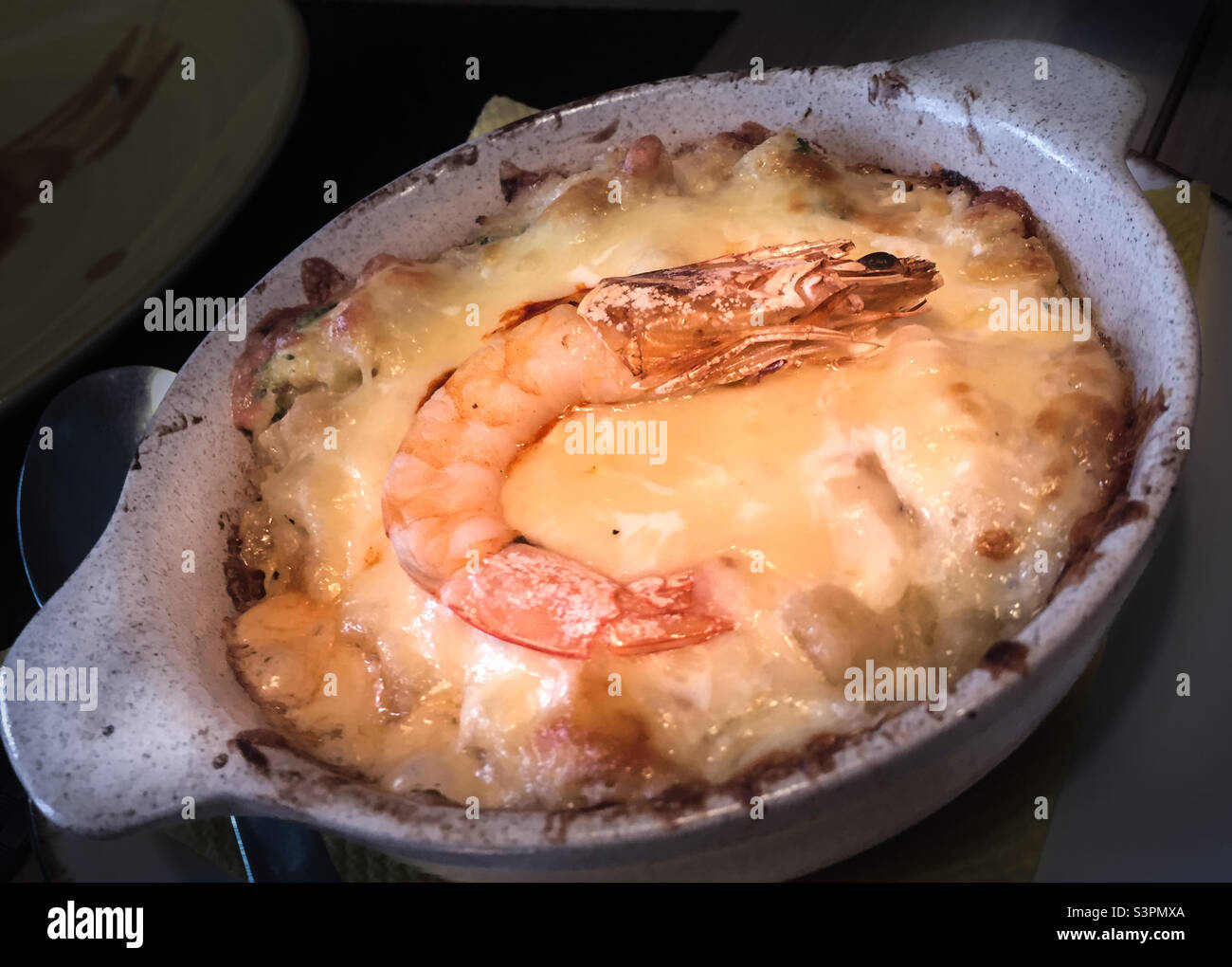 Shrimp and seafood casserole Stock Photo
