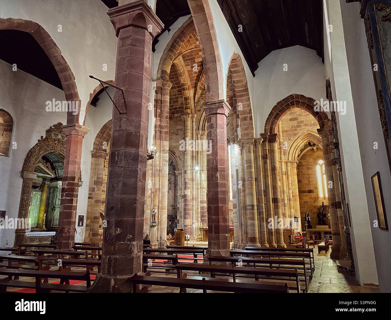 Medieval Church interior in Silves built in Gothic style, Algarve, Portugal. - Smartphone Captured Stock Image