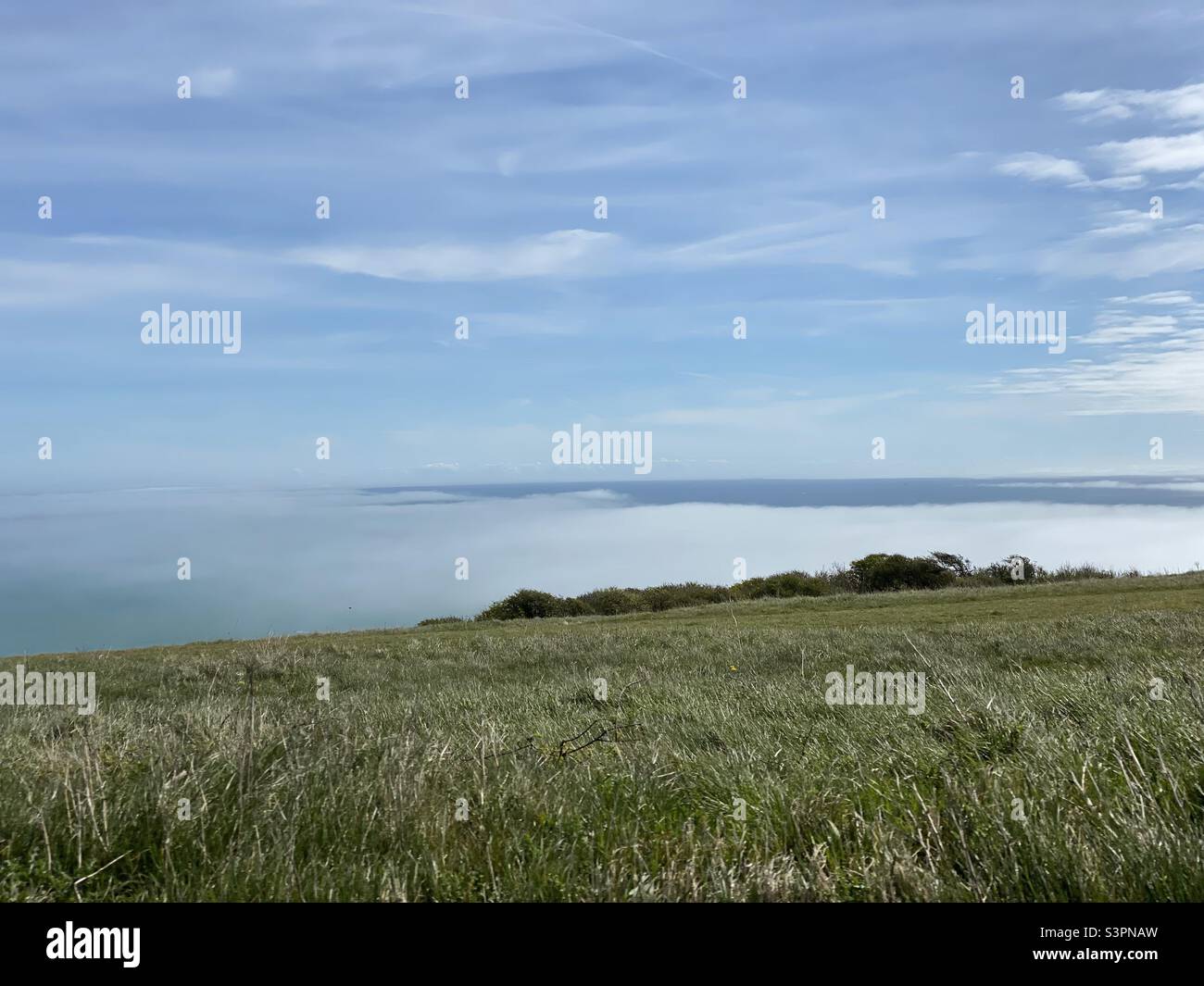 Sea fog over Beachy Head Stock Photo