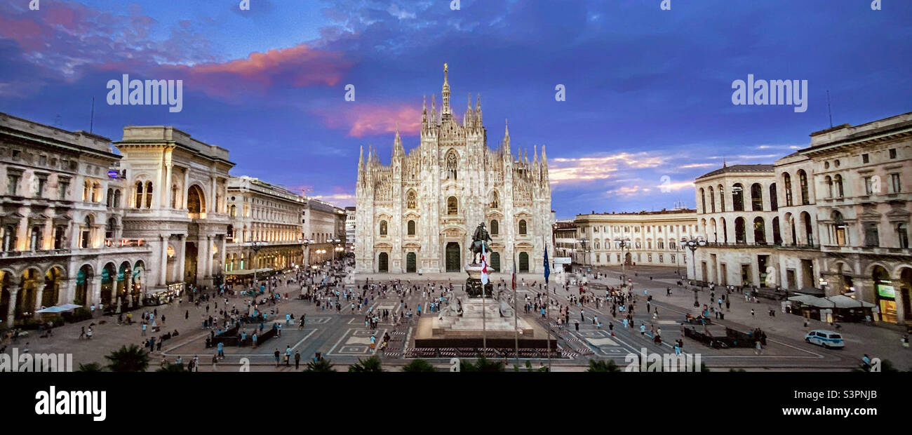 Duomo di Milano, or the Metropolitan Cathedral-Basilica of the Nativity of Saint Mary in the Piazza del Duomo in central Milan, Italy Stock Photo