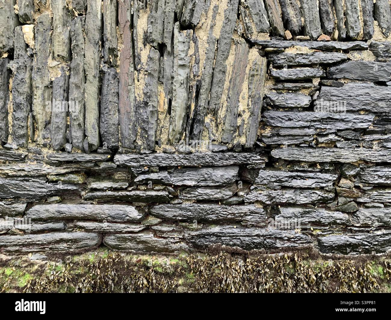 Flint stone wall Stock Photo