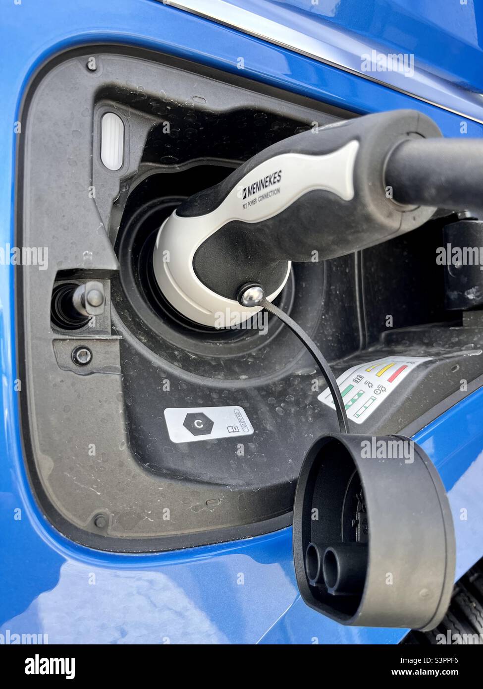 Mennekes Charging Station, Electric Vehicle Charging, EV Charging Station, Charging Socket, EV Charging Plug, Electric Car Charger, Green Energy, EU - Smartphone Captured Stock Image